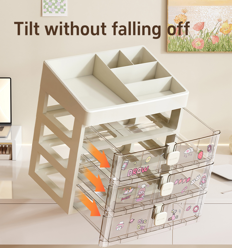 CHENGYAN 2-4layer Stationery Storage Plastic Makeup Organizers Separate Storage Desktop Medicine Makeup Drawer Organizer manufacture