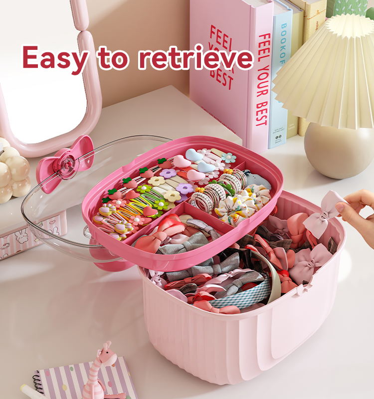 CHENGYAN PP Large Capacity Storage Containers Kids Toys Hair Accessories Organizer Space-Saving 2layer Storage Box Lid supplier