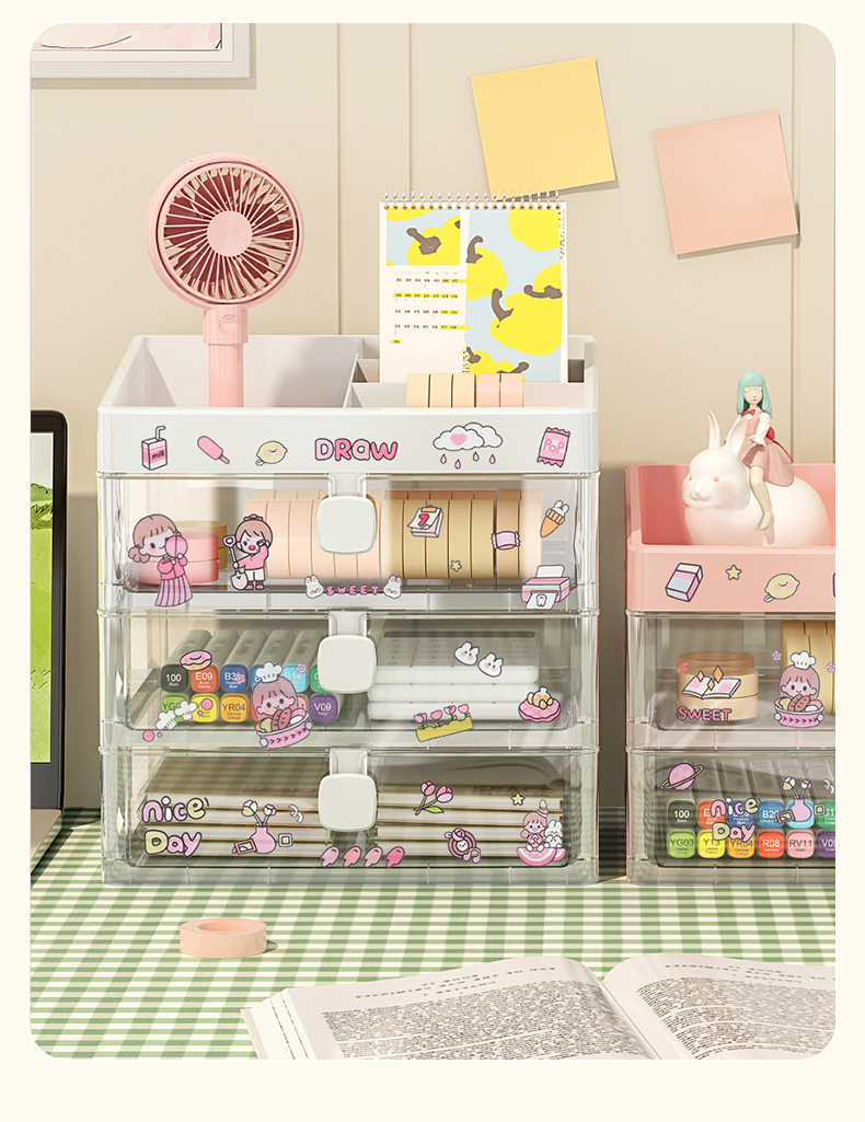 CHENGYAN 2-4layer Stationery Storage Plastic Makeup Organizers Separate Storage Desktop Medicine Makeup Drawer Organizer manufacture