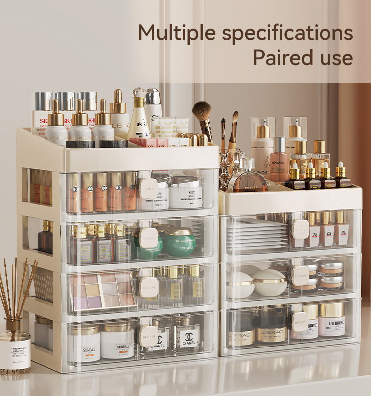 CHENGYAN Multi-Layer Cosmetic Organizer Desktop for Bedroom Luxury Vanity Storage Drawer Organizer Storage Box Bins Dustproof manufacture
