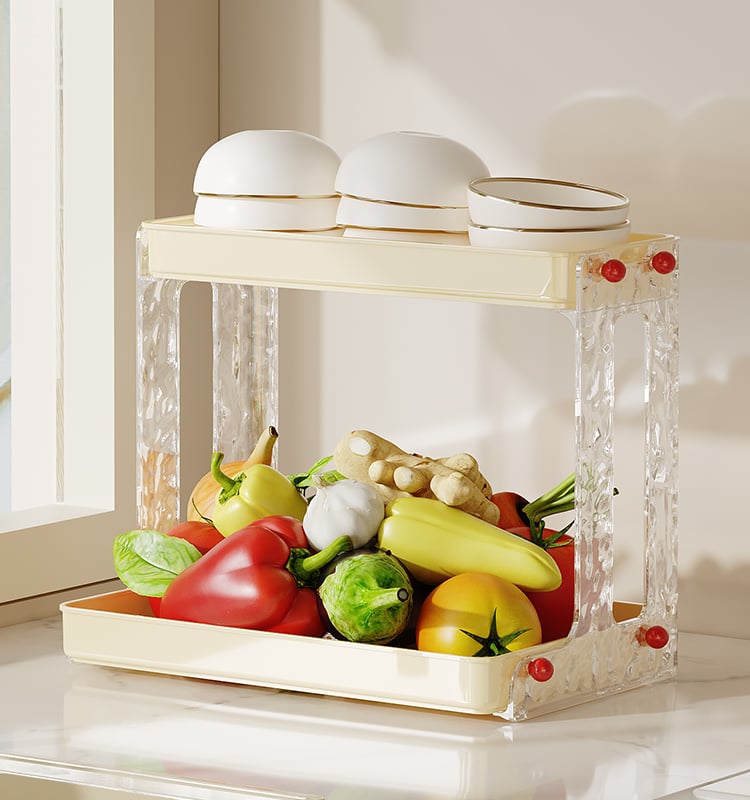 Space-Saving Large Capacity Cream White Storage Shelves for Kitchen Organiser Waterproof Spice Drawer Organiser Storage Racks manufacture