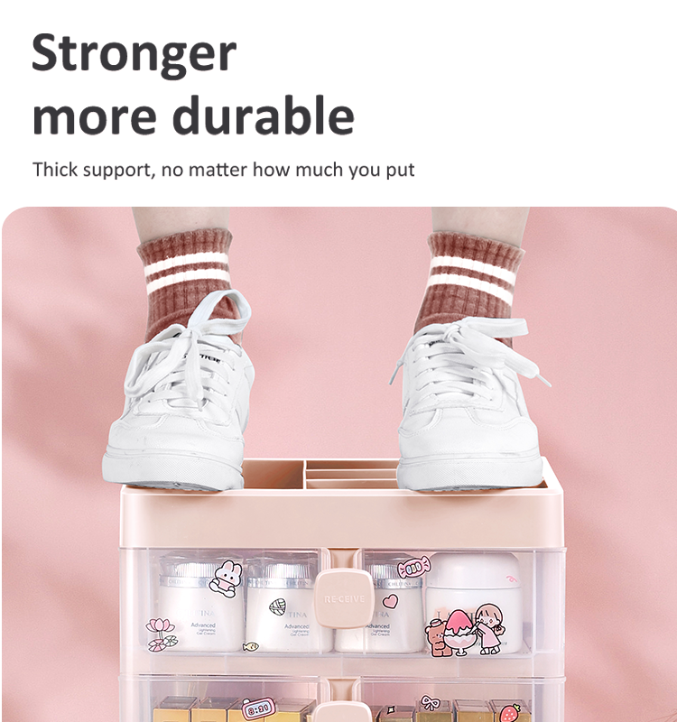 CHENGYAN Multi-Layer Cosmetic Organizer Desktop for Bedroom Luxury Vanity Storage Drawer Organizer Storage Box Bins Dustproof supplier