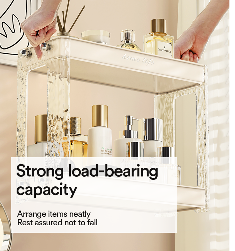 CHENGYAN Easy to Install Double Layer Cream Makeup Organizer Bathroom Shelf Storage Racks & Shelving Units Waterproof details