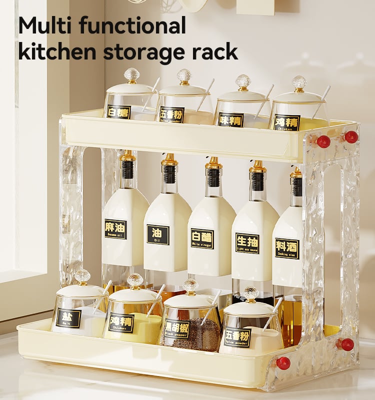 Space-Saving Large Capacity Cream White Storage Shelves for Kitchen Organiser Waterproof Spice Drawer Organiser Storage Racks manufacture