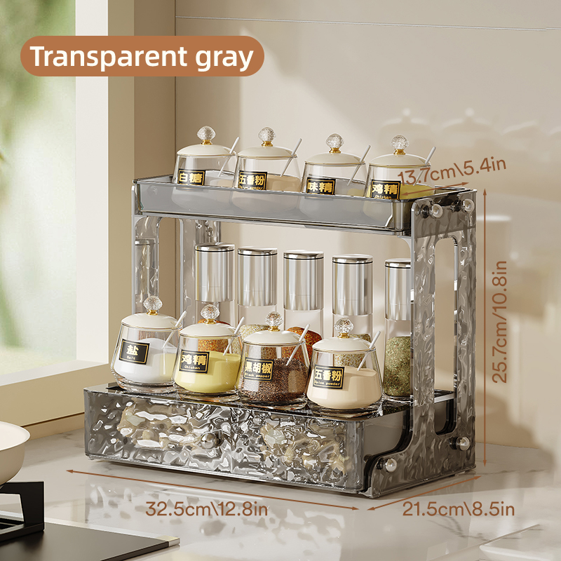 Chengyan Efficient Kitchen Organization Multi-Layered Kitchen Storage Organizer with Drawer Kitchen Organizer Plastic Storage details