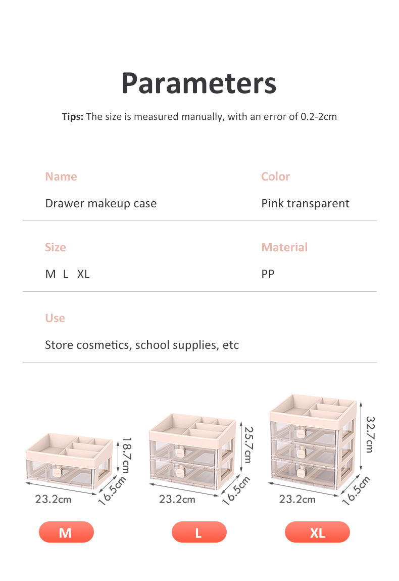 CHENGYAN 2-4layer Stationery Storage Plastic Makeup Organizers Separate Storage Desktop Medicine Makeup Drawer Organizer details