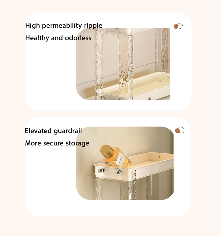 CHENGYAN Easy to Install Double Layer Cream Makeup Organizer Bathroom Shelf Storage Racks & Shelving Units Waterproof details