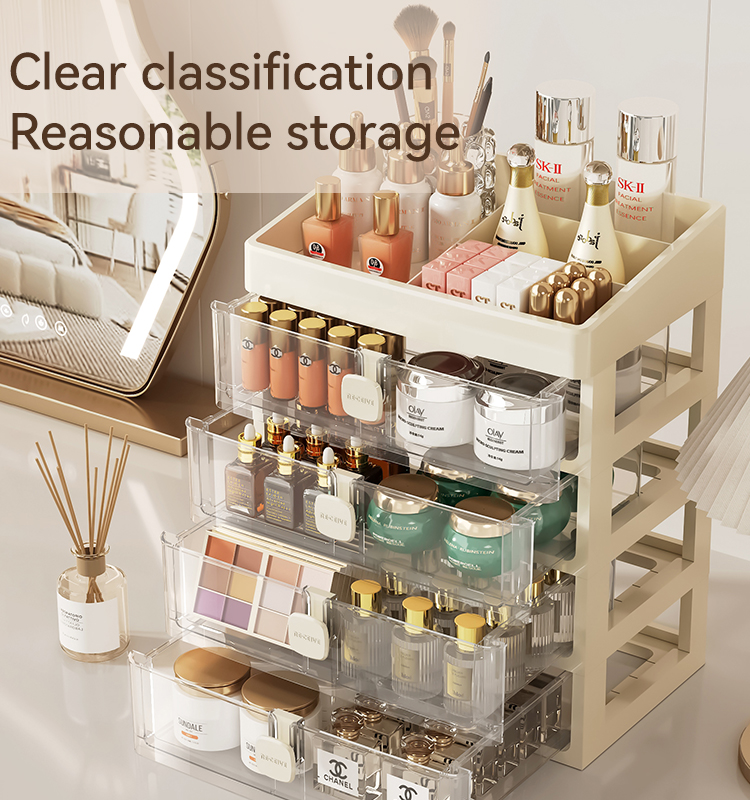 CHENGYAN Multi-Layer Cosmetic Organizer Desktop for Bedroom Luxury Vanity Storage Drawer Organizer Storage Box Bins Dustproof supplier