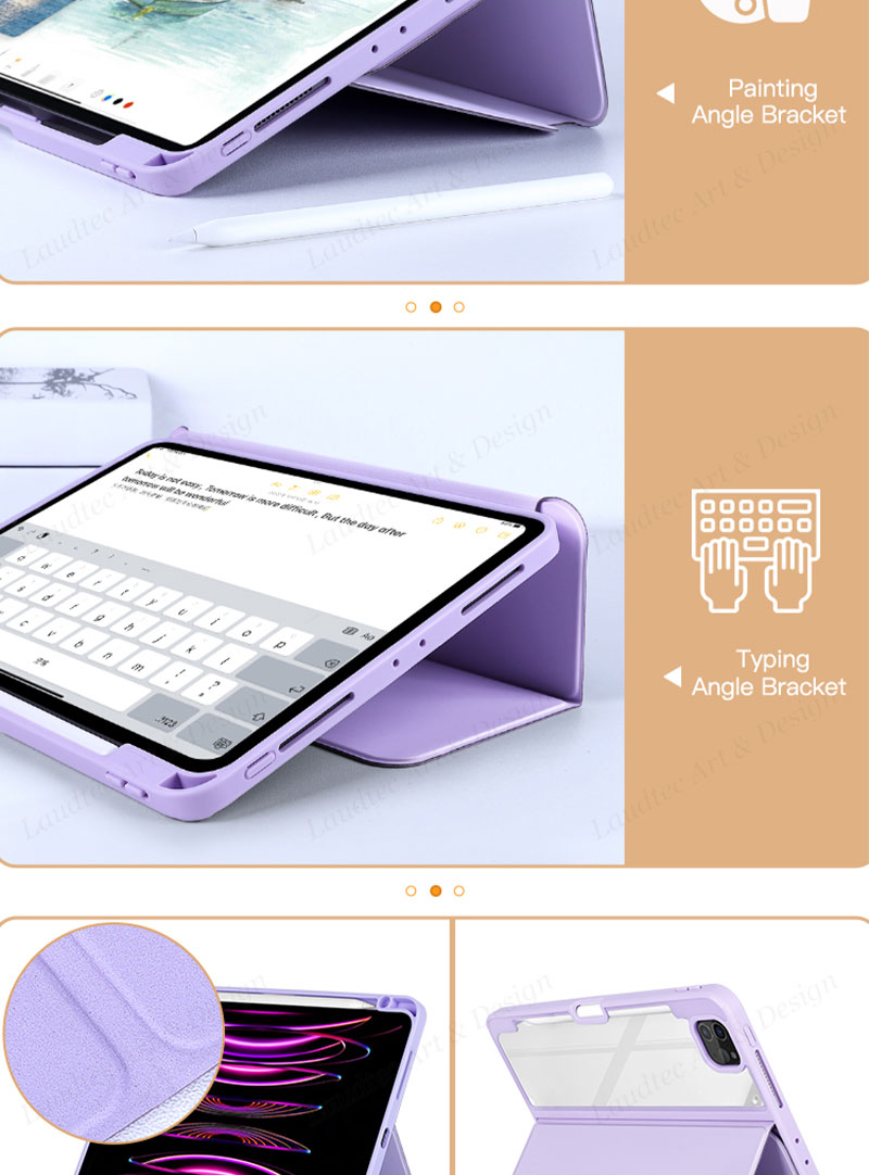 Laudtec PBK029 Pu Smart Cover Clear 10.2 3 Tpu Pc Foldable Leather Windows Case Rugged Tablet Covers Cases For Ipad Air Pro Mini supplier