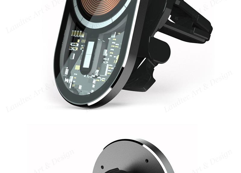 Laudtec KC024 Transparent Smart Watch Fast Chargers 15W Magnetic Wireless Charger For Iphone Samsung supplier