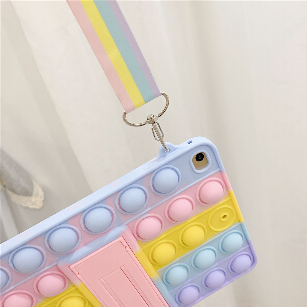 Laudtec 2021 Hot Selling Rainbow Colorful Push Bubble Silicone Protective Tablet Case With Holder For iPad manufacture