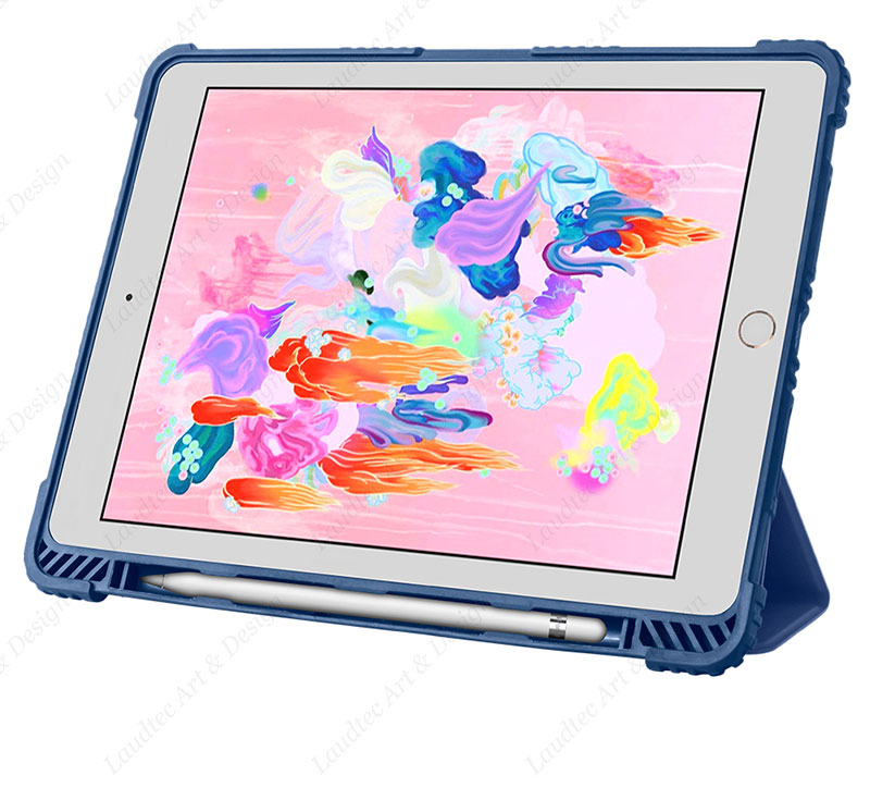 Laudtec PBK024 High Quality Hard Tpu Trifold Stand Slim Light Cover Frosted Transparent Anti Drop Tablet Case For Ipad 9.7 factory