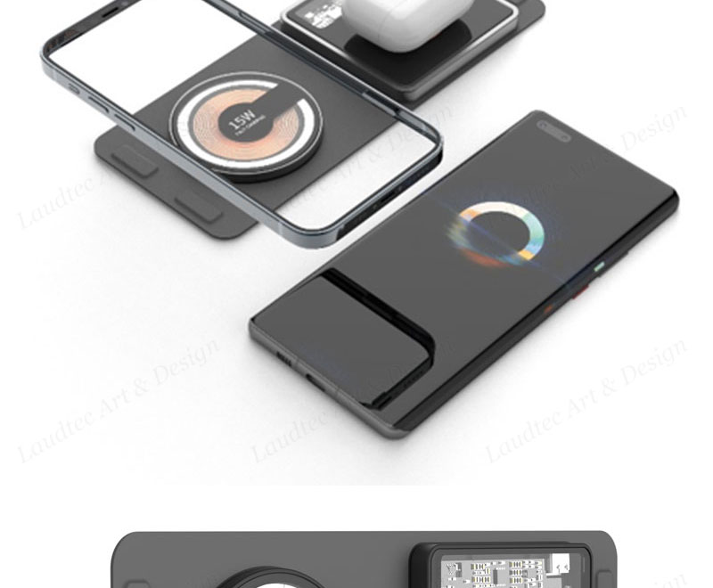 Laudtec KC018 Transparent Magsafe 2 In 1 Stand 15W Multifunction Mobile Phone Fast Chargers Wireless Charger For Iphone Samsung factory