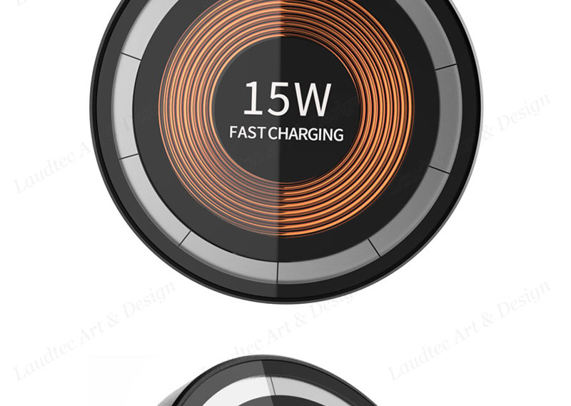 Laudtec KC007 Transparent 15W 2 In 1 Stand Foldable Fast Portable Mobile Phone Chargers Wireless Charger For Iphone Samsung manufacture
