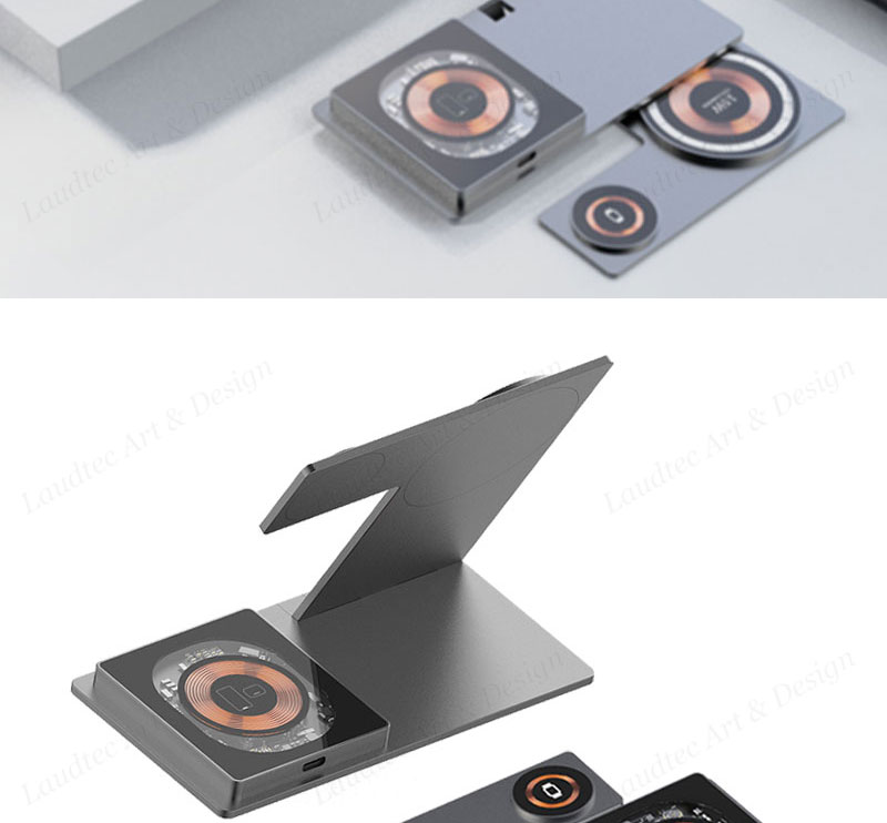 Laudtec KC004 Foldable 15W 4 In 1 Stand Magnetic Fast Portable Mobile Phone Chargers Wireless Charger For Iphone Samsung supplier