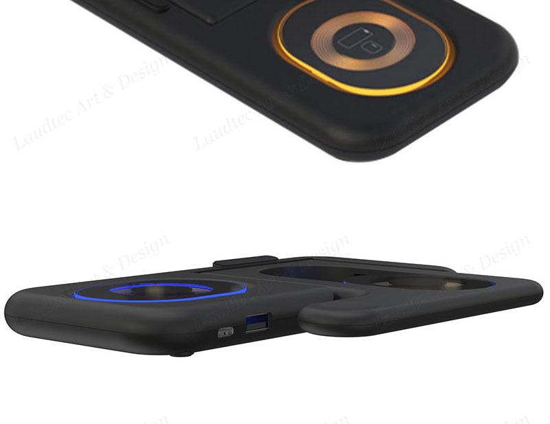 Laudtec KC016 Magnetic Chargers 5 In 1 With Smart Touch Led Night Transparent Glass Plates Wireless Charger For Iphone Samsung details