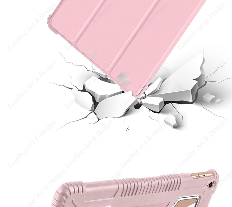 Laudtec PBK024 High Quality Hard Tpu Trifold Stand Slim Light Cover Frosted Transparent Anti Drop Tablet Case For Ipad 9.7 manufacture