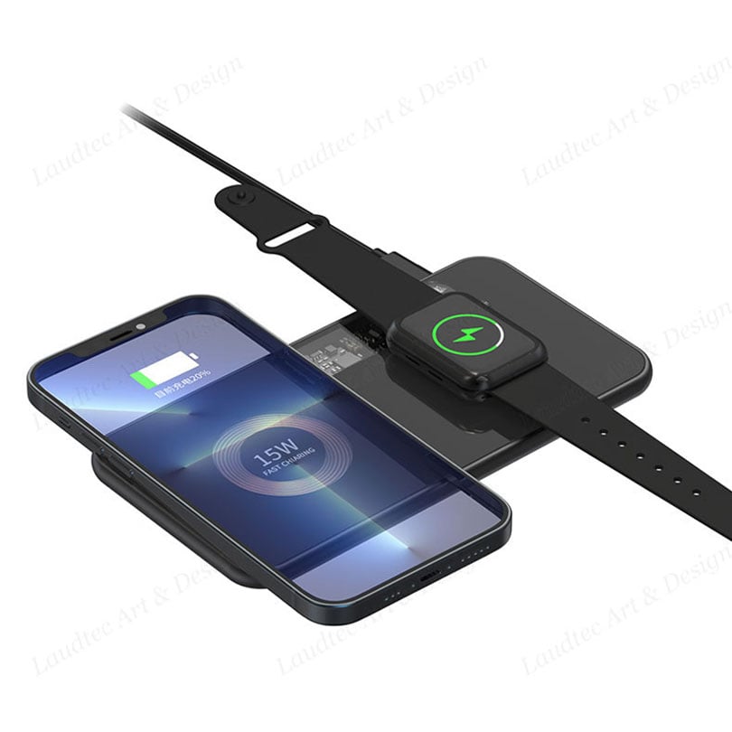 Laudtec KC022 Fast Phone Stand 2 In 1 With Smart Touch Led Night Magnetic Chargers Wireless Charger For Iphone Samsung