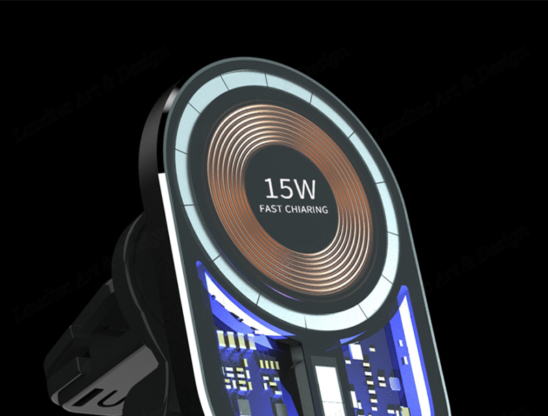 Laudtec KC024 Transparent Smart Watch Fast Chargers 15W Magnetic Wireless Charger For Iphone Samsung factory