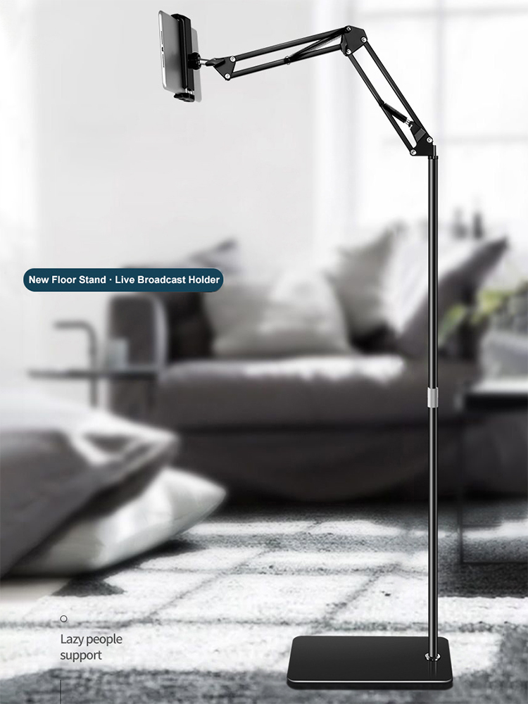 4- 13 Inch Lazy Floor Mobile Phone Bracket Telescopic Cantilever Live Multi-function Adjustable Tablet Phone Floor Stand Bracket manufacture