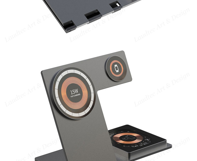 Laudtec KC004 Foldable 15W 4 In 1 Stand Magnetic Fast Portable Mobile Phone Chargers Wireless Charger For Iphone Samsung factory