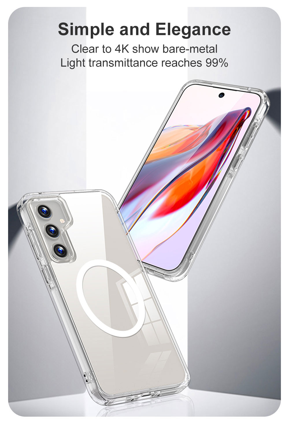 Tpu Pc Phone Case For Samsung A13 Clear Transparent Anti Fall Drop Proof High Quality Magnetic Ring Glitter factory