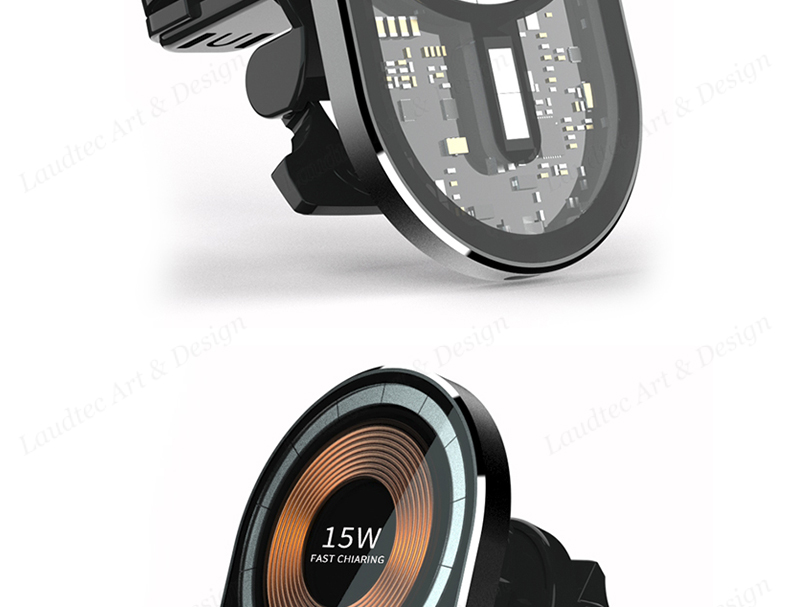 Laudtec KC024 Transparent Smart Watch Fast Chargers 15W Magnetic Wireless Charger For Iphone Samsung details