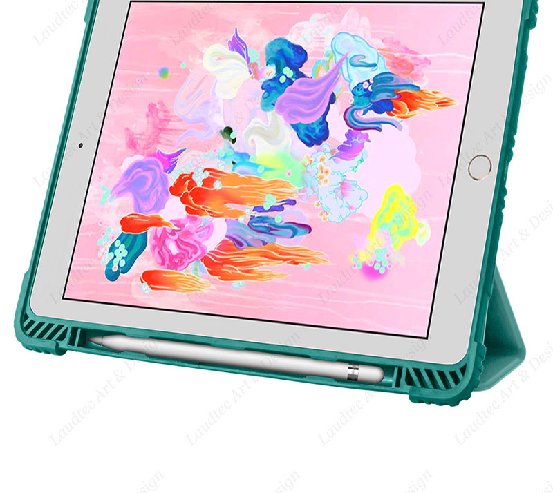 Laudtec PBK024 High Quality Hard Tpu Trifold Stand Slim Light Cover Frosted Transparent Anti Drop Tablet Case For Ipad 9.7 details