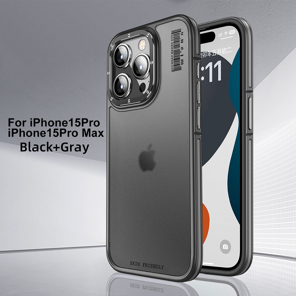WLONS WLS20 protection de l'objectif de la caméra mobile motif de peau de litchi amical coque de téléphone en Tpu anti-choc pour Iphone 15 Pro Max