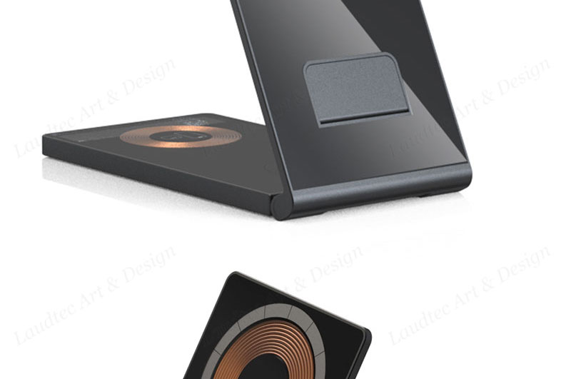 Laudtec KC019 15W Transparent Mobile Chargers 4 In 1 Fast Phone Stand Aluminum Foldable Wireless Charger For Iphone Samsung factory