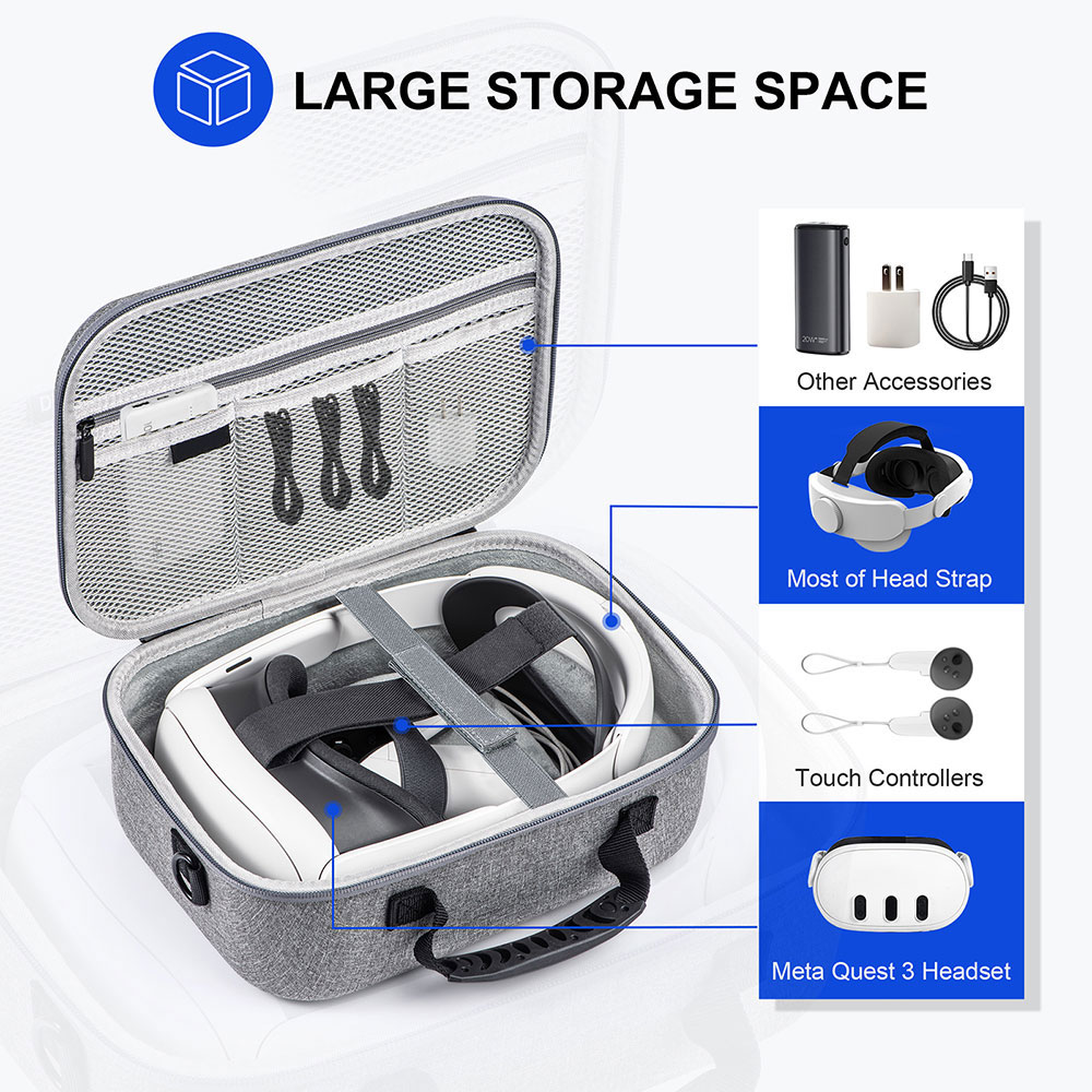Eva Case Carry Foam Portable For Meta Quest 3 Vr Oculus Headset Strap Battery Charging Dock Accessories factory