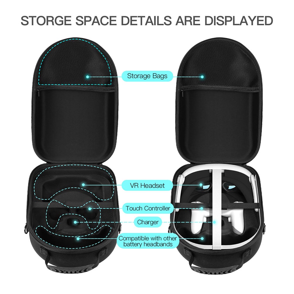 Eva Case Carry Foam Portable Travel For Meta Quest 3 Vr Oculus Headset Strap Battery Charging Dock Accessories