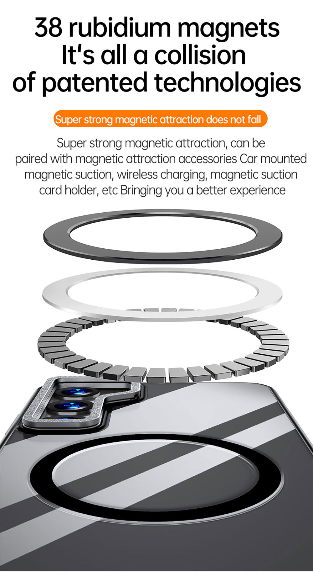 Lens Kickstand Phone Case For Samsung S24 Holder Magnetic Anti Fall Customize Clear Transparent Cover manufacture