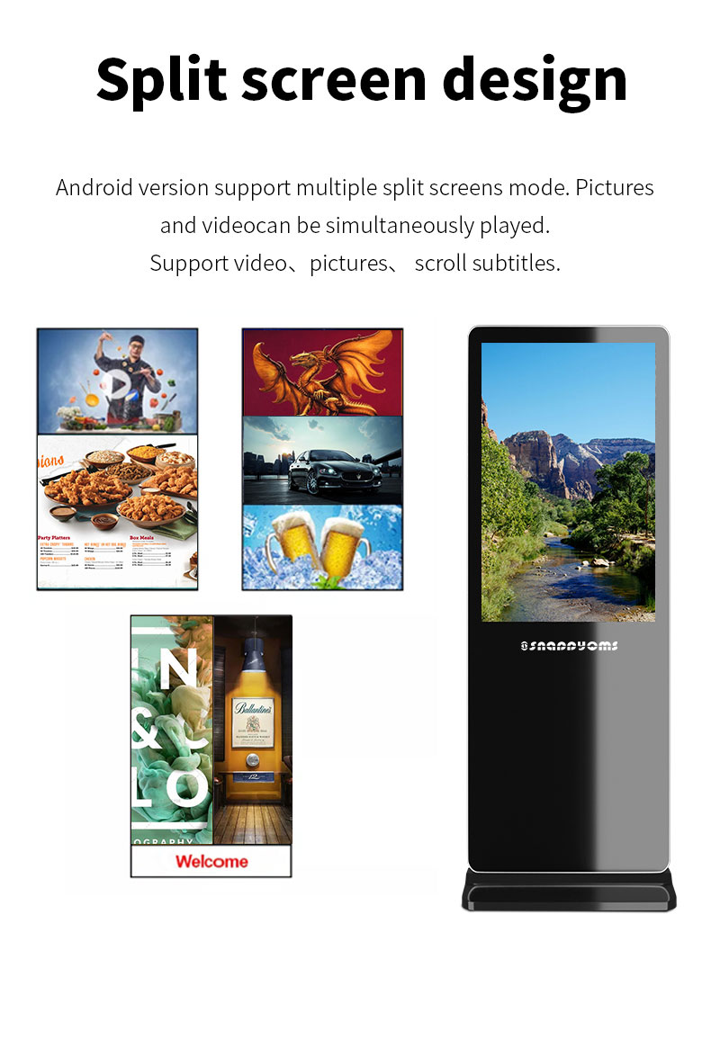 43 49 55 Inch Indoor Android Floor Stand Touch Screen Display Advertising Totem Lcd Digital Signage details