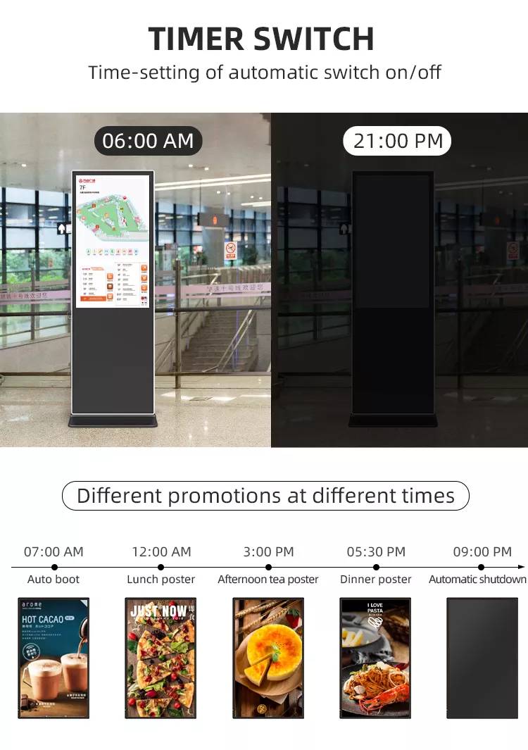 Factory price 32 43 49 55 65 75 inch LCD display android floor stand HD monitor advertising digital signage touch screen kiosk supplier