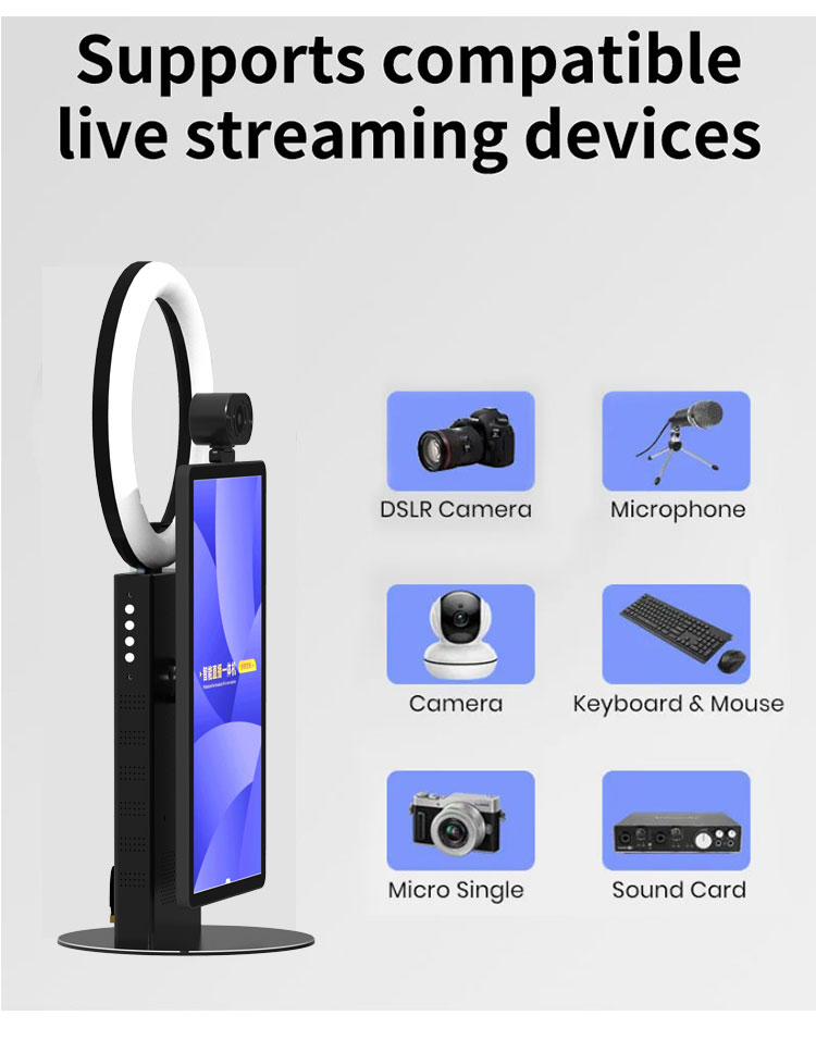 Smart Live Broadcast Machine With Magnetic Suction Beauty Fill Light & HD camera Streaming Equipment factory