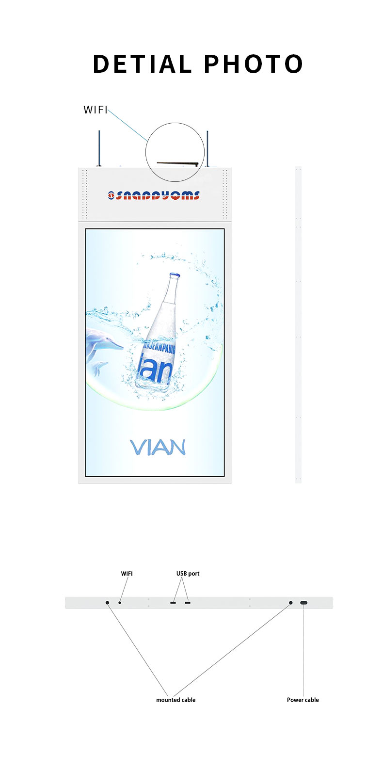 Custom 43 Inch Ultra Thin Android 4k Advertising Display Hanging Double Sided Lcd Digital Signage supplier