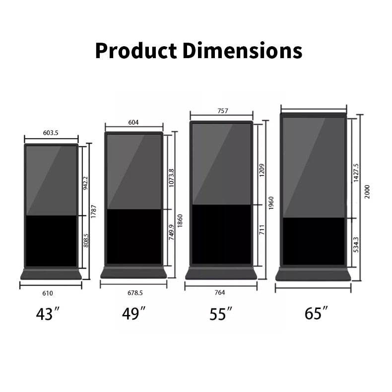 43 49 55 Inch Indoor Android Floor Stand Touch Screen Display Advertising Totem Lcd Digital Signage factory