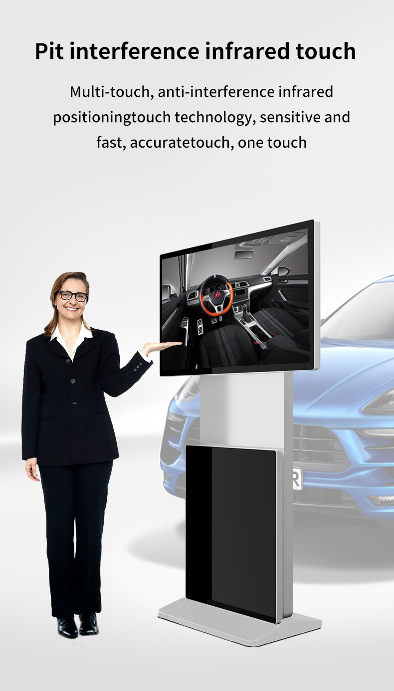2023 New Arrival Split Screen High Quality 43 49 55 inch Rotating Advertising Display Floor Standing Totem For Shopping Mall factory