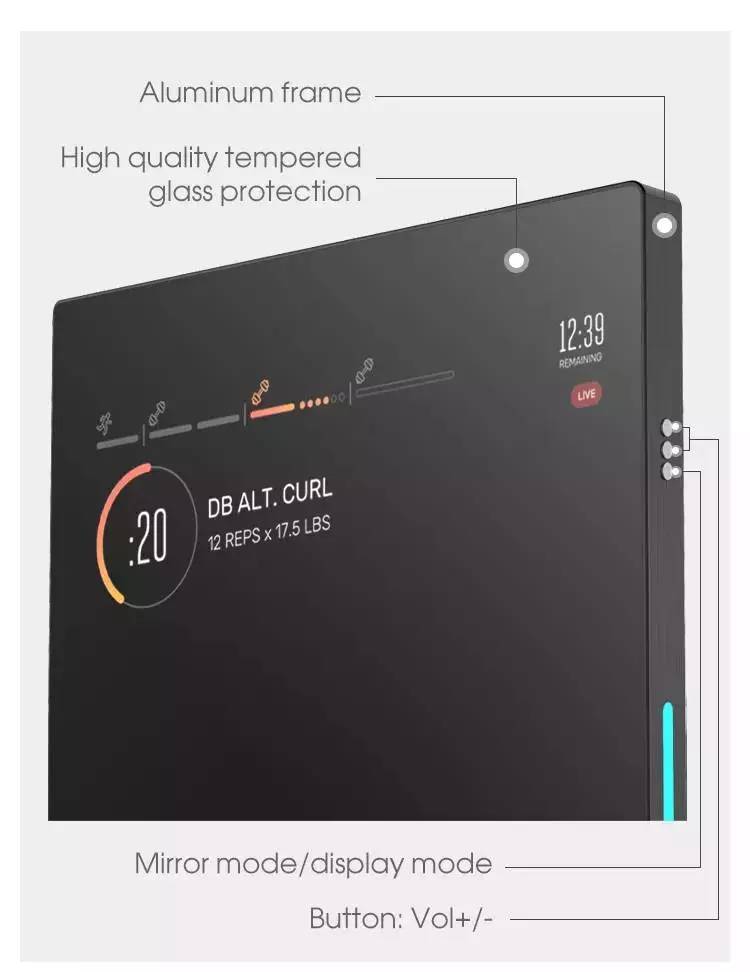 Smart home exercise mirror Android/Window smart fitness mirror AI artificial intelligence smart Gym Yoga dance Exercise mirror factory