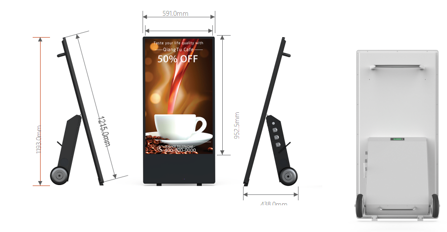 Outdoor Waterproof 43 Inch Battery Powered Portable Movable IP65 Outdoor Capacitive Poster Digital Signage And Displays details