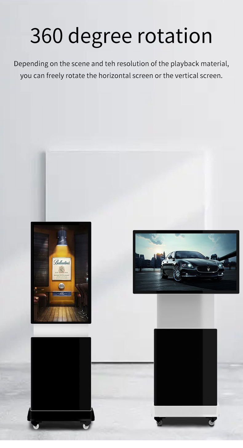 2023 New Arrival Split Screen High Quality 43 49 55 inch Rotating Advertising Display Floor Standing Totem For Shopping Mall supplier