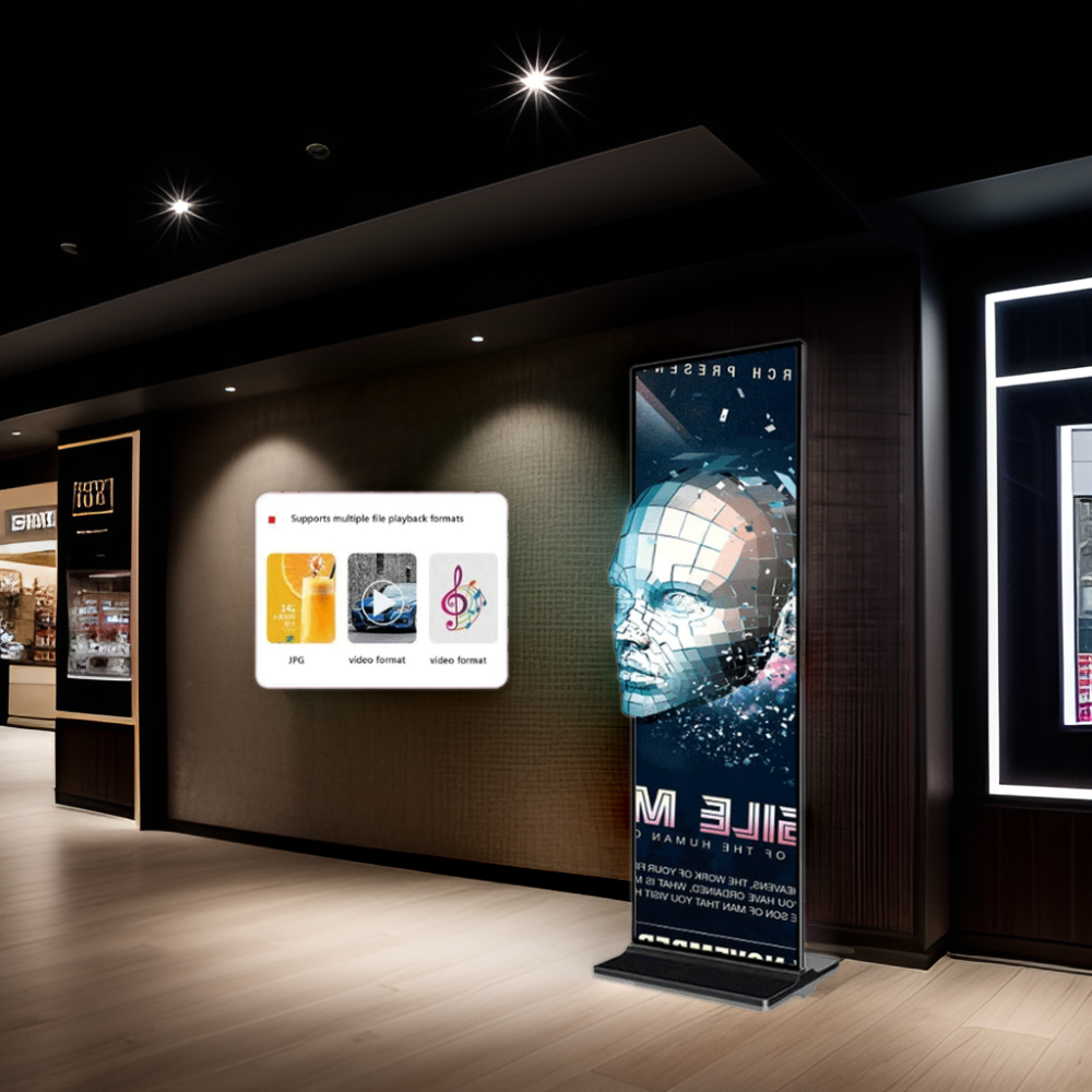 Full Screen Floor Standing Digital Signage 4k Display Metal and Steel Advertising Screen for Shopping Malls with 1-Year Warranty details
