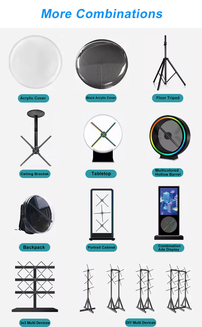4 Blades HD Projector Holographic Display 1920*1080 Spinning 3D Projector LED Advertising Hologram Fan factory