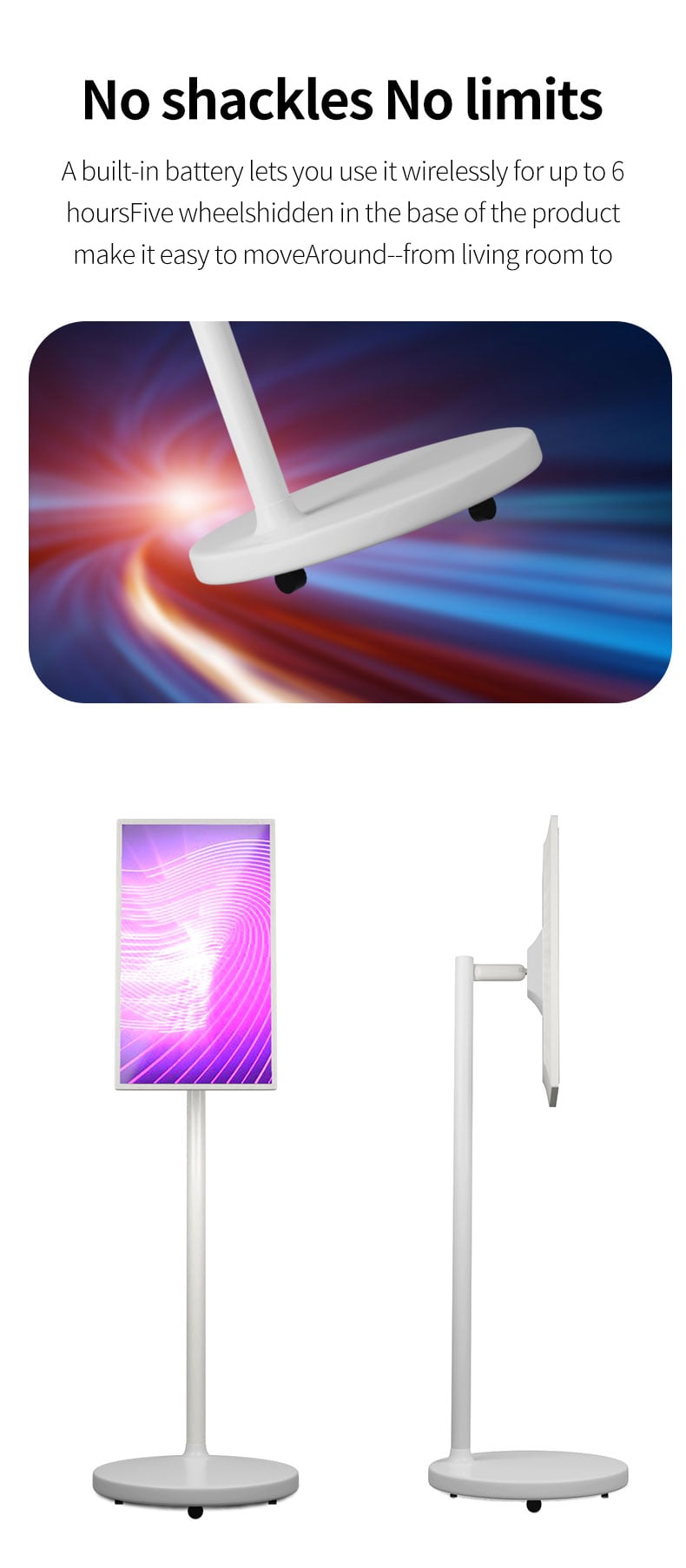 24 32 Inch Battery-Power Android In Cell Lcd Touch Screen Gym Gaming Live Room Smart Tv With Removable Scroll Wheels supplier