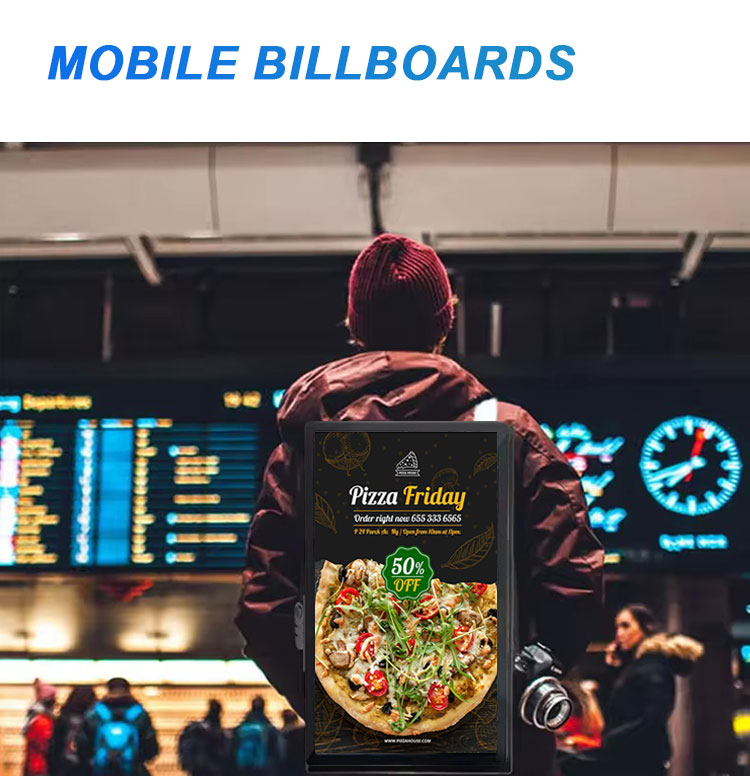 Outdoor 21.5 inch LCD Backpack Water-proof Walking Billboard Android Advertising Billboard Wifi Battery power manufacture