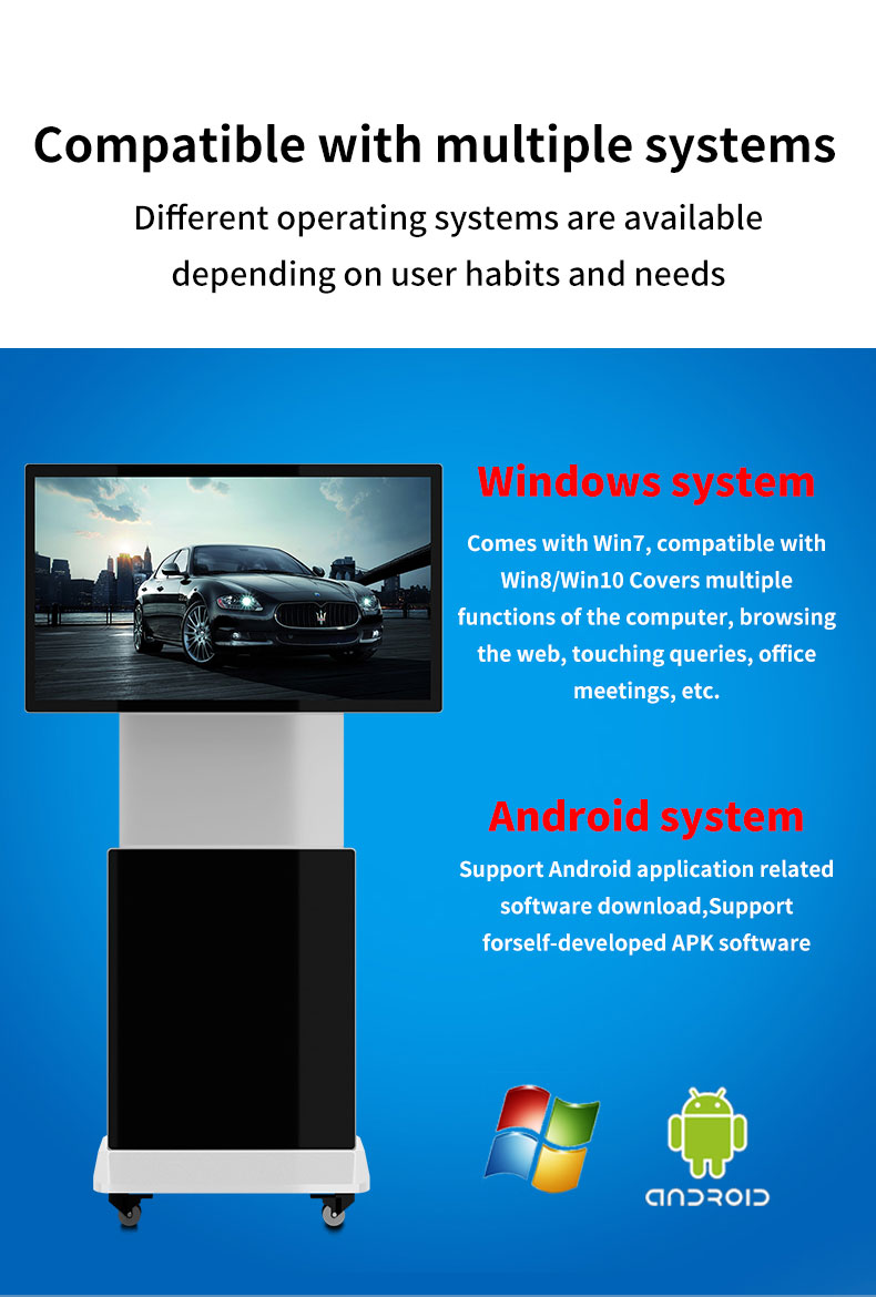 2023 New Arrival Split Screen High Quality 43 49 55 inch Rotating Advertising Display Floor Standing Totem For Shopping Mall factory