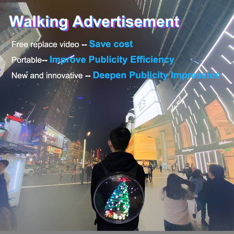 Holographic Advertising Machine Screen Small 3D Led Fan Backpack Sale Display Advertising LED Fan Display with Backpack factory