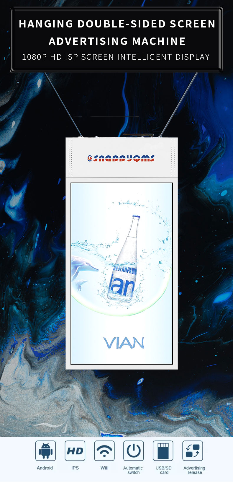 Custom 43 Inch Ultra Thin Android 4k Advertising Display Hanging Double Sided Lcd Digital Signage details