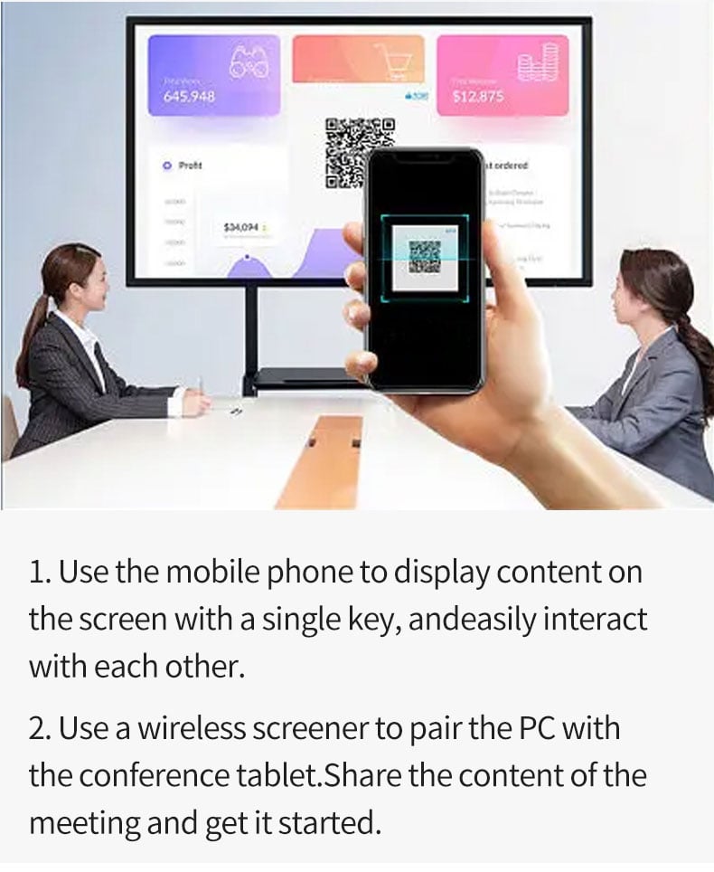 55 65 75 85 100 110 inch Dual System Digital Business Smart Interactive Displays for Company Meeting details